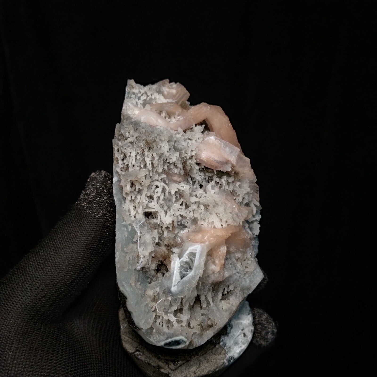 Orange Apophyllite Crystal Mordenite Geode Natural Cluster Harmonious 1.61 lbs