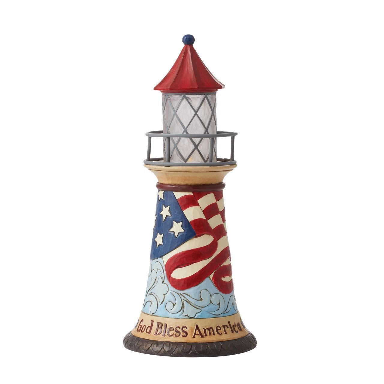 Jim Shore Heartwood Creek Patriotic Lighted Lighthouse Figurine 6012434