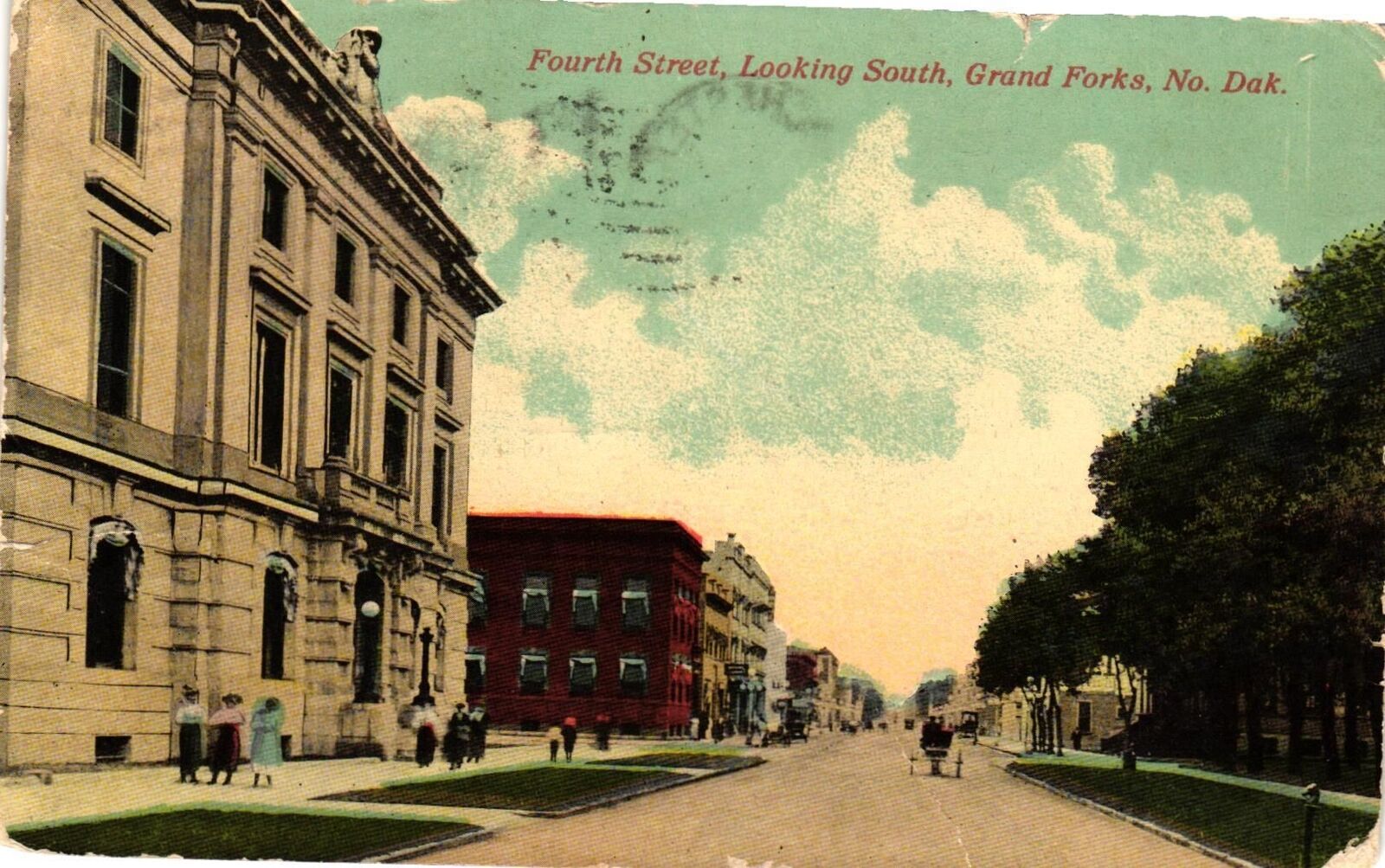 Vintage Postcard- Fourth Street, Looking South, Grand Forks ND