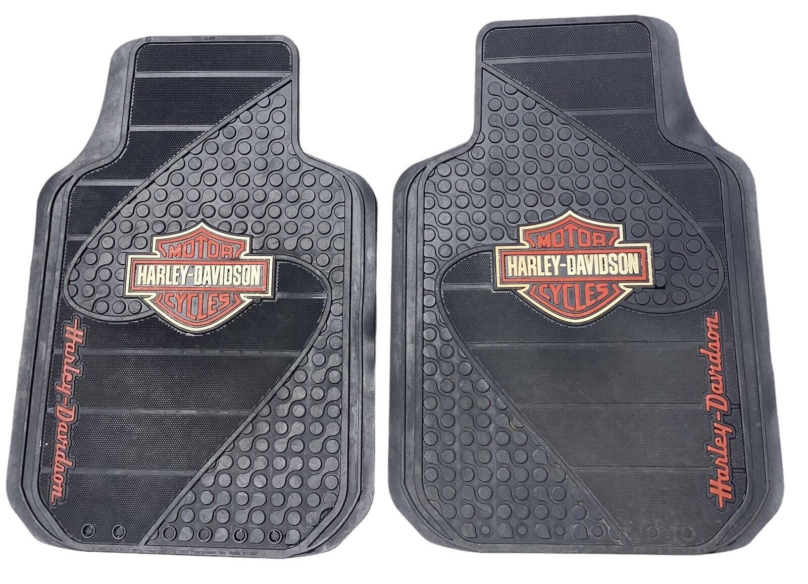 Harley Davidson Floor Mats Front Pair 2003 Plasticolor Made in USA Automobile