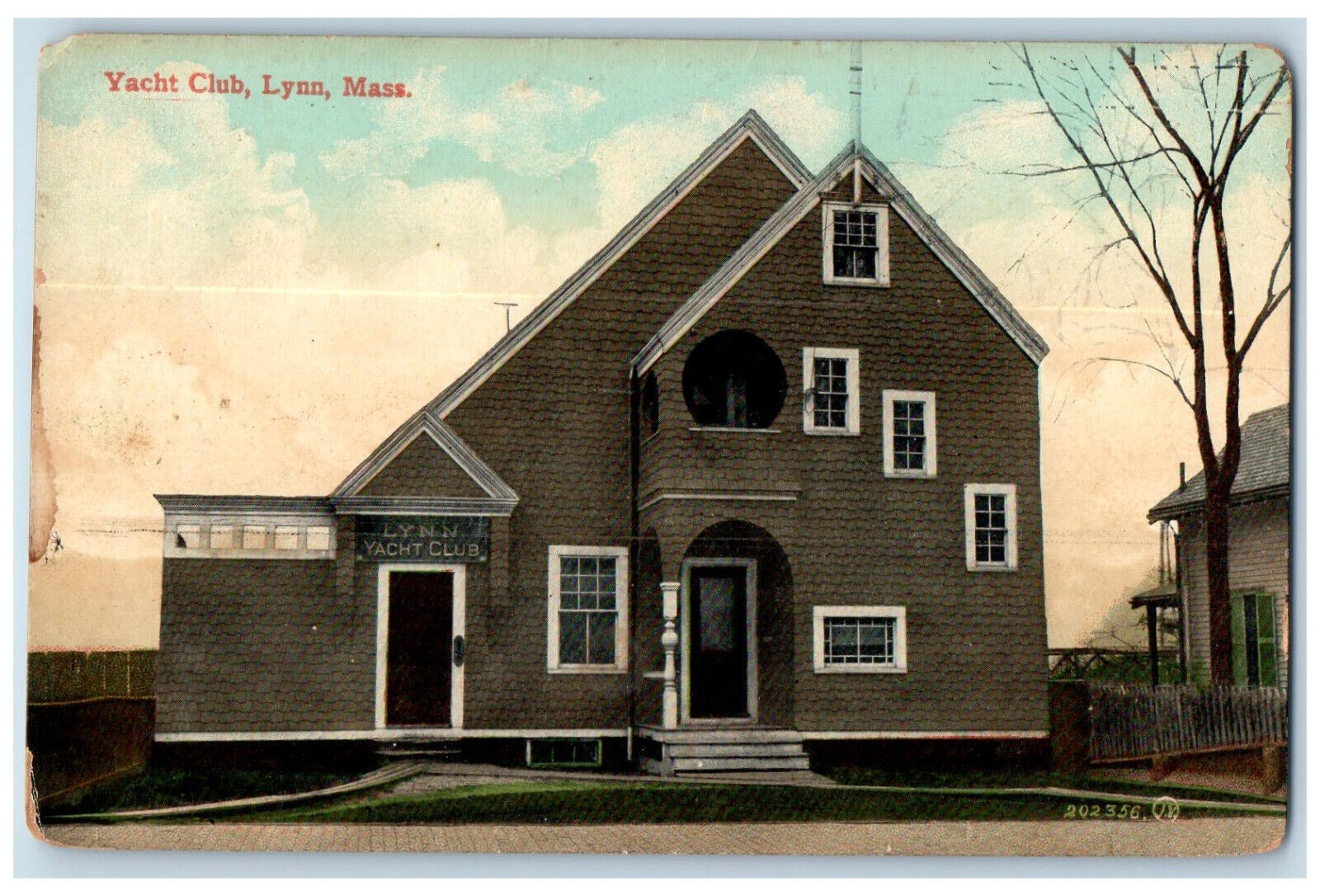 c1910 Entrance to Yacht Club Lynn Massachusetts MA Antique Unposted Postcard