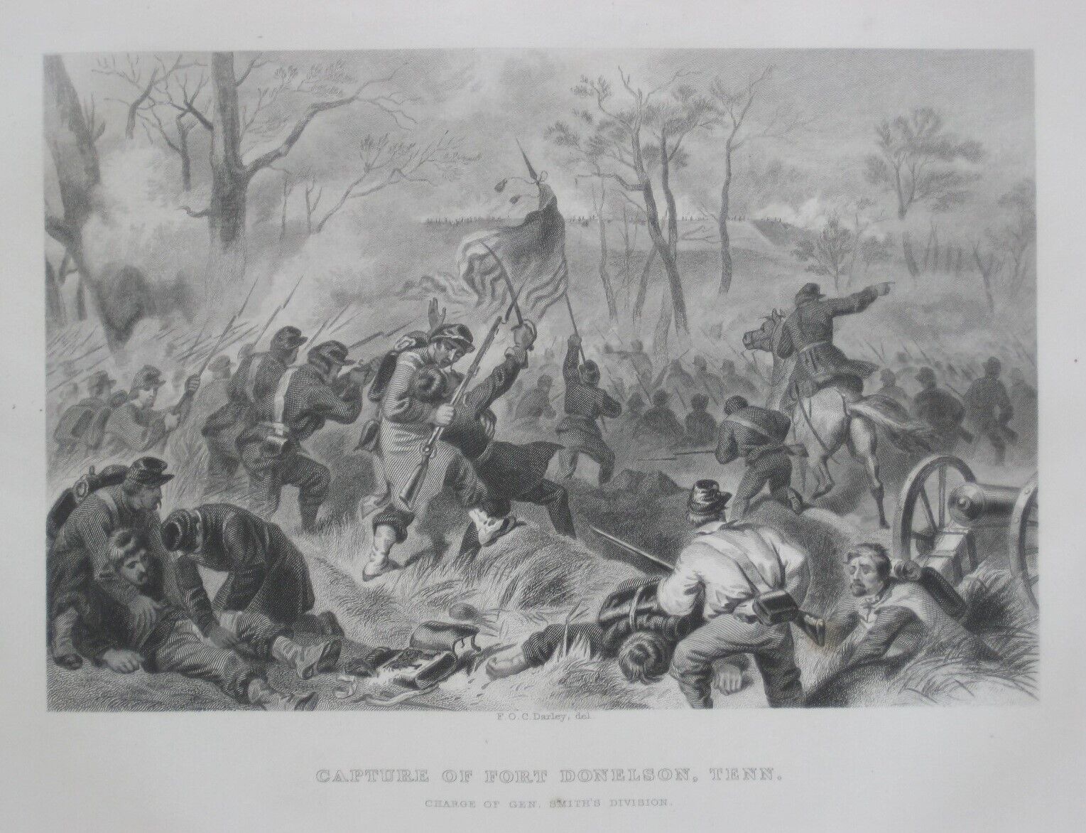 Original 1865 Civil War Engraving CAPTURE OF FORT DONELSON Tennessee Grant Smith