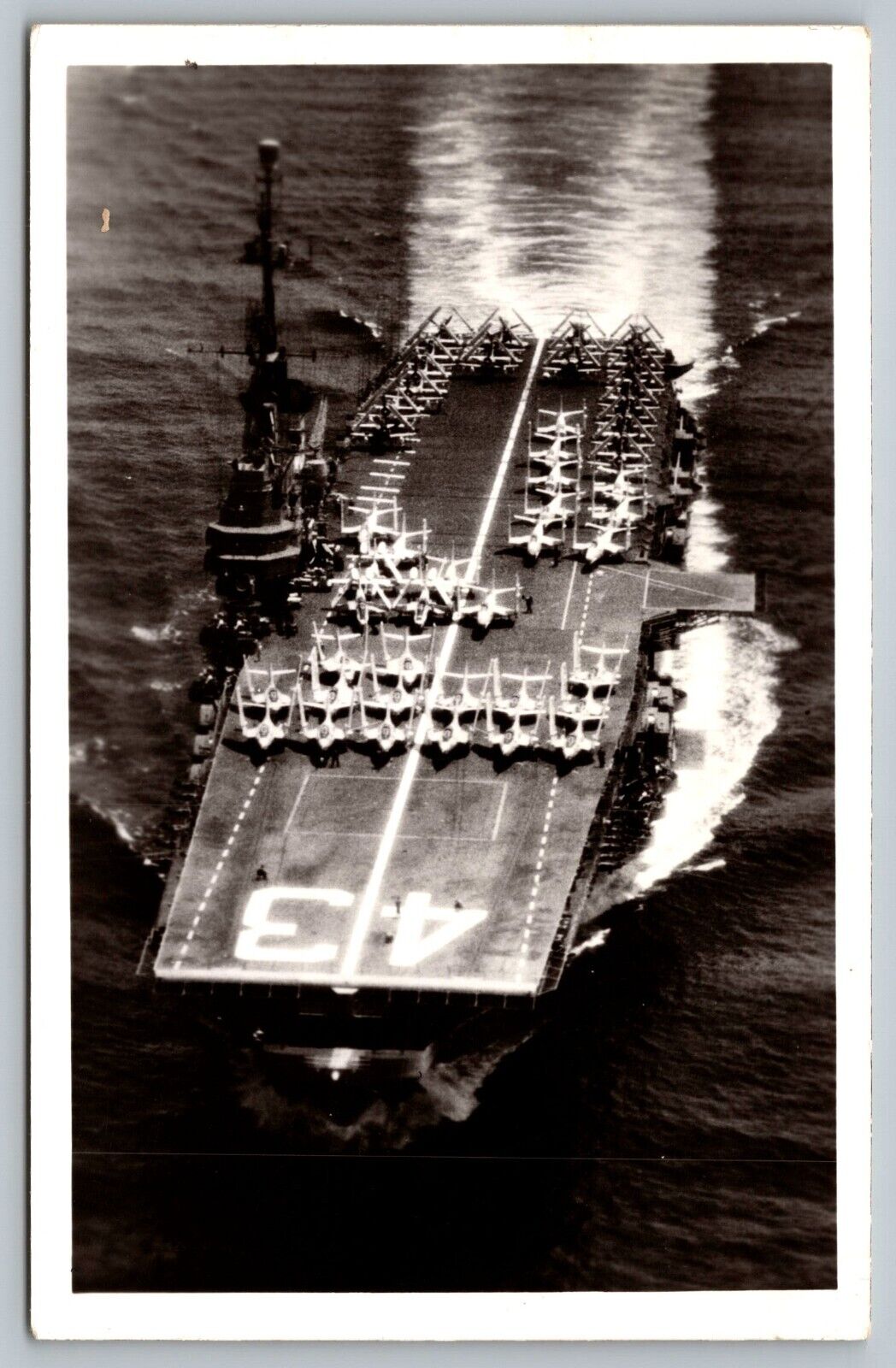 Postcard USS Coral Sea CV 43 Navy Aircraft Carrier Ship Military RPPC c 1956