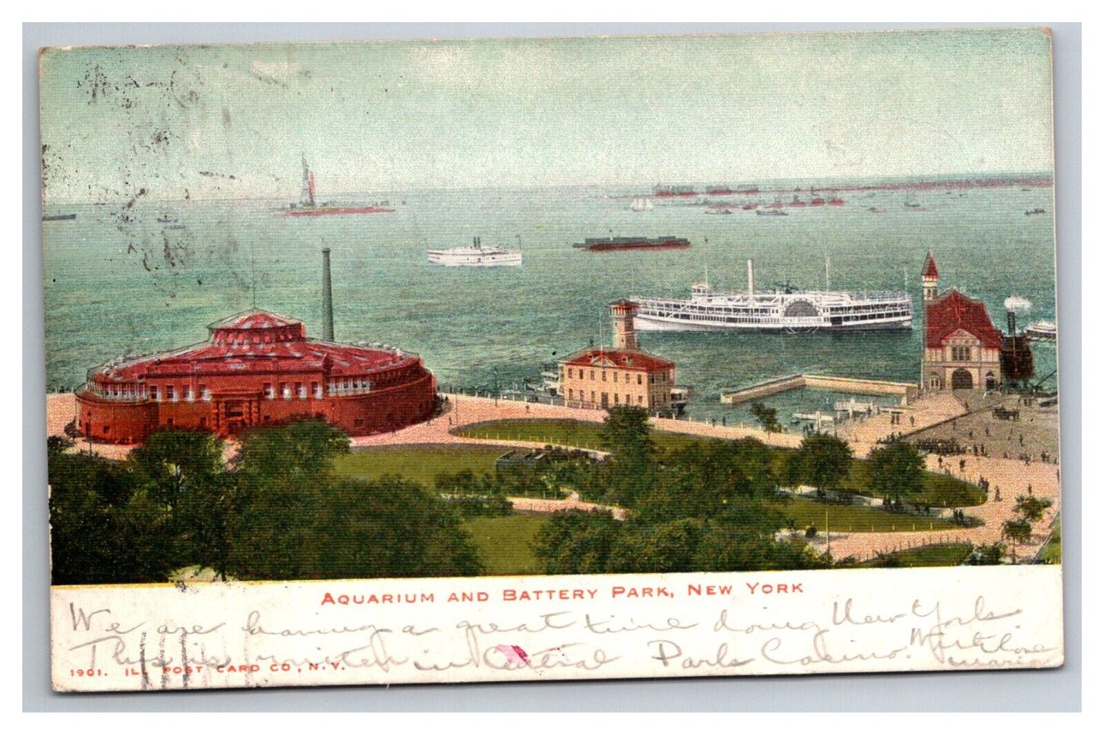 Postcard New York City New York Aquarium and Battery Park 1905