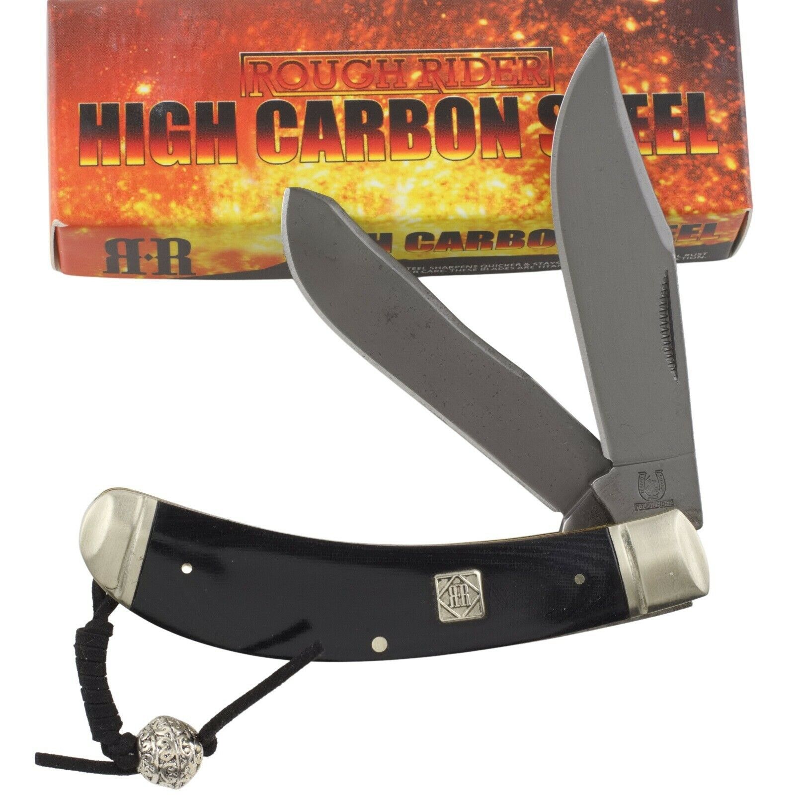 Rough Rider High Carbon Steel Bow Trapper Pocket Knife RR1572 Black G10 Handle