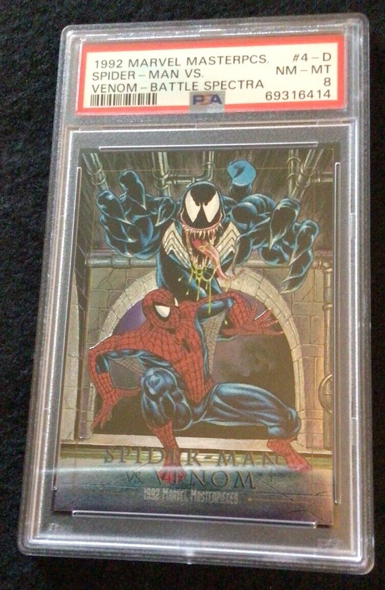 1992 Marvel Masterpieces Spider-Man vs Venom #4-D PSA 8 NM-MT Battle Spectra
