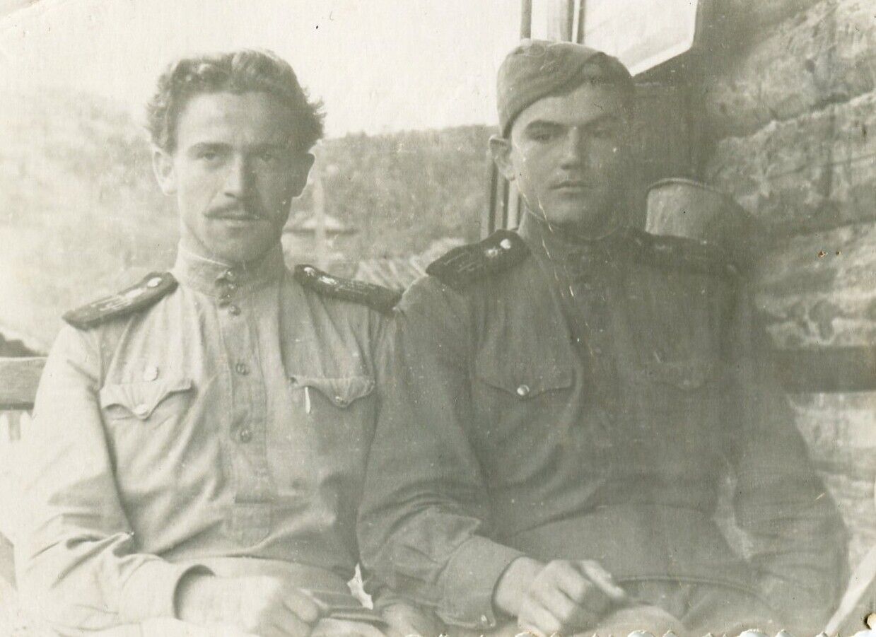 Handsome young men couple soldiers portrait gay int ussr vtg photo