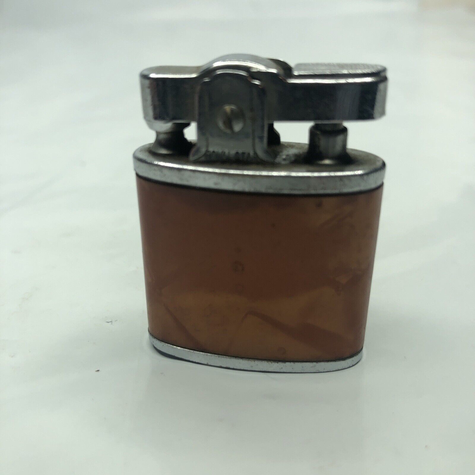 Vintage Rare Royal Atom Miniature  Cigarett Lighter burned orange Enamel