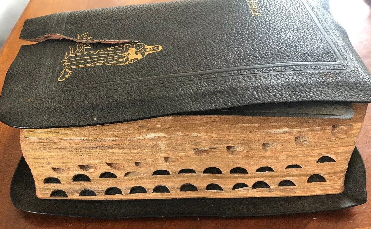 Antique holy bible by John A. Hertel CO. circa 1946  lots of old memory cards