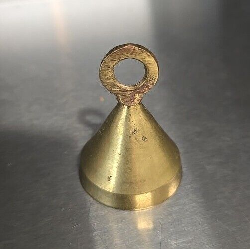 Vintage TINY SOLID BRASS HAND BELL Hand Etched 2\