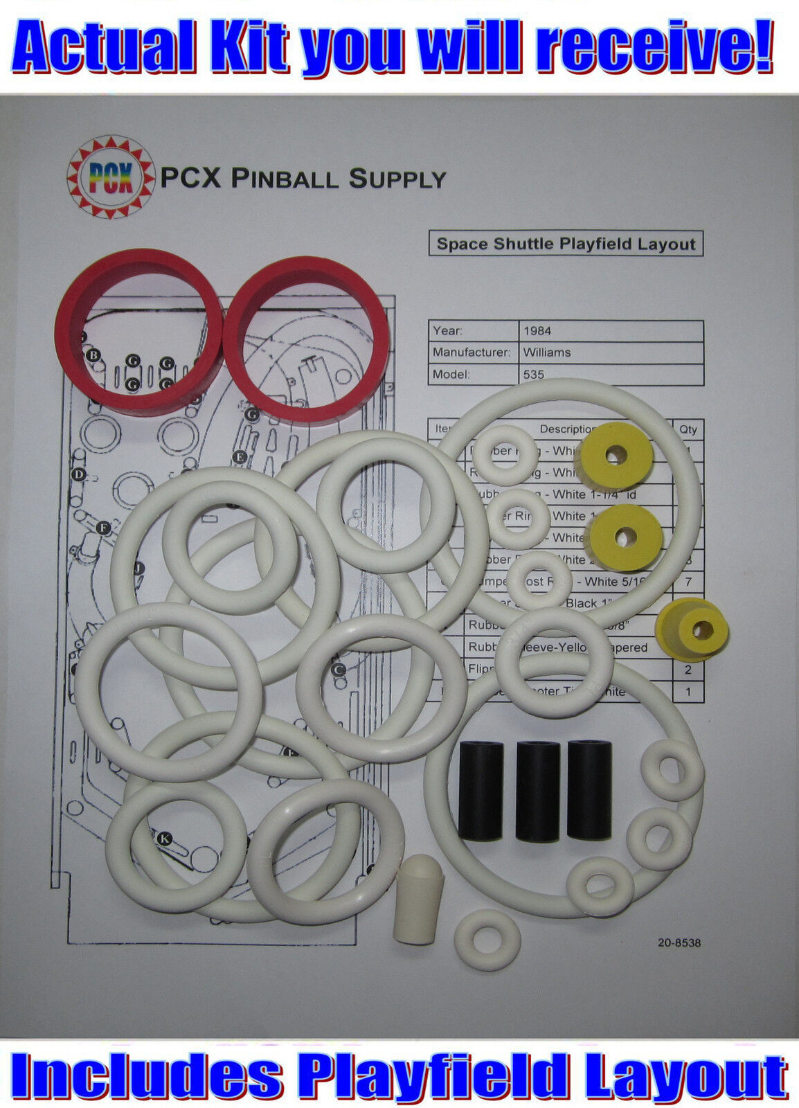 1984 Williams Space Shuttle Pinball Machine Rubber Ring Kit