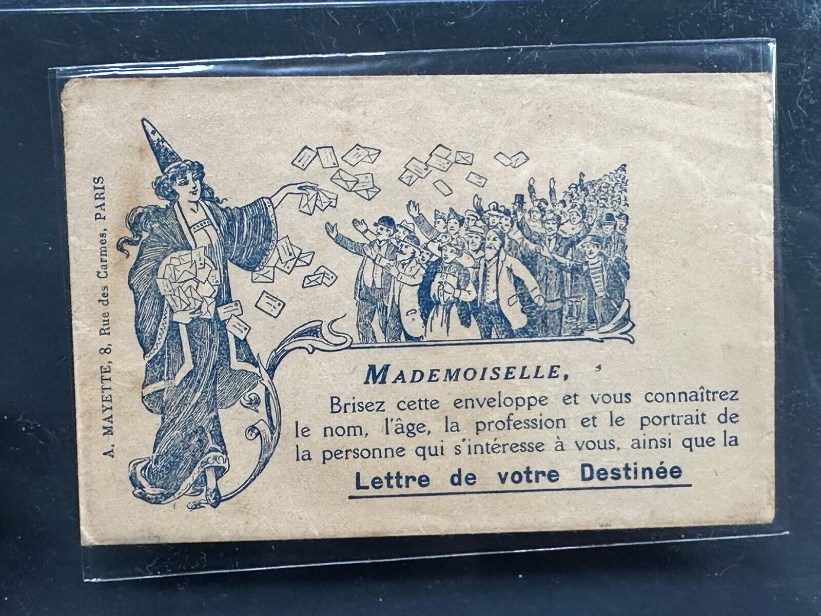 RARE 1910's A. Mayette French Fortune telling Letter Envelope wizard magic Paris
