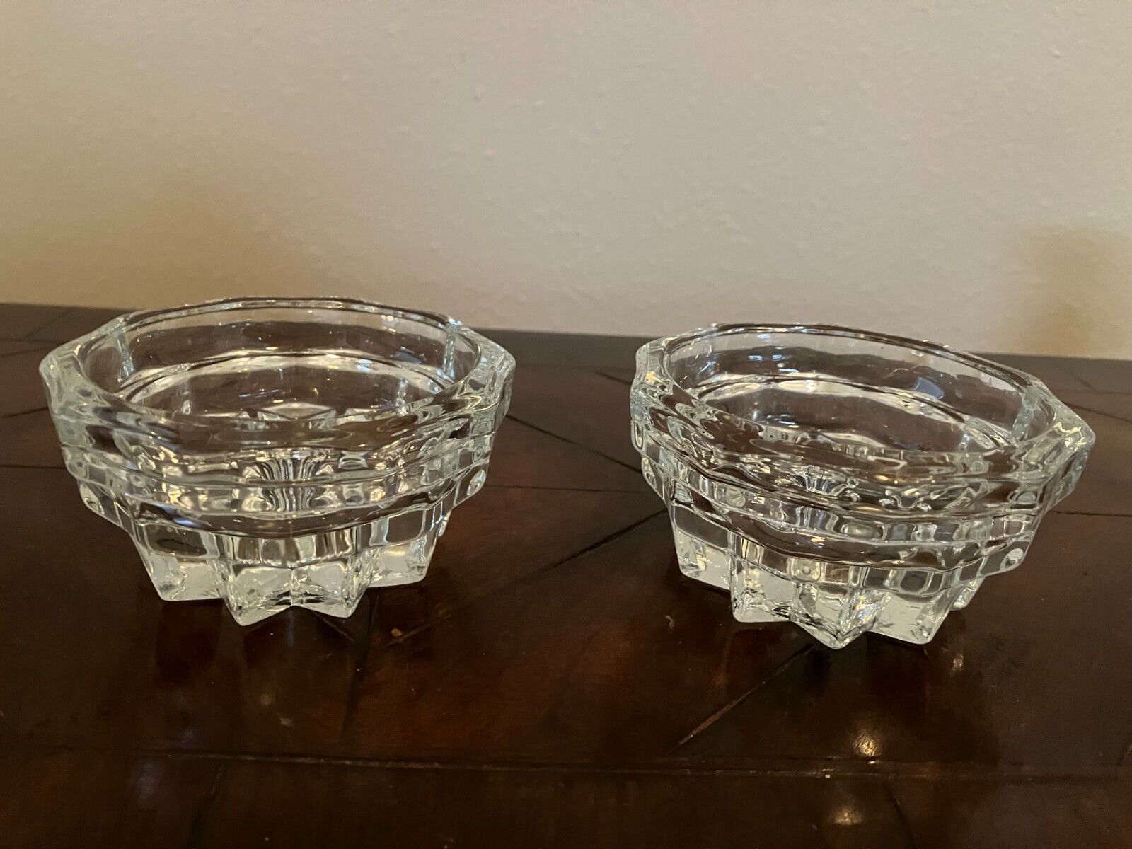 Vintage  Whitehall Clear Indiana Glass Taper Candlestick Holder Pair