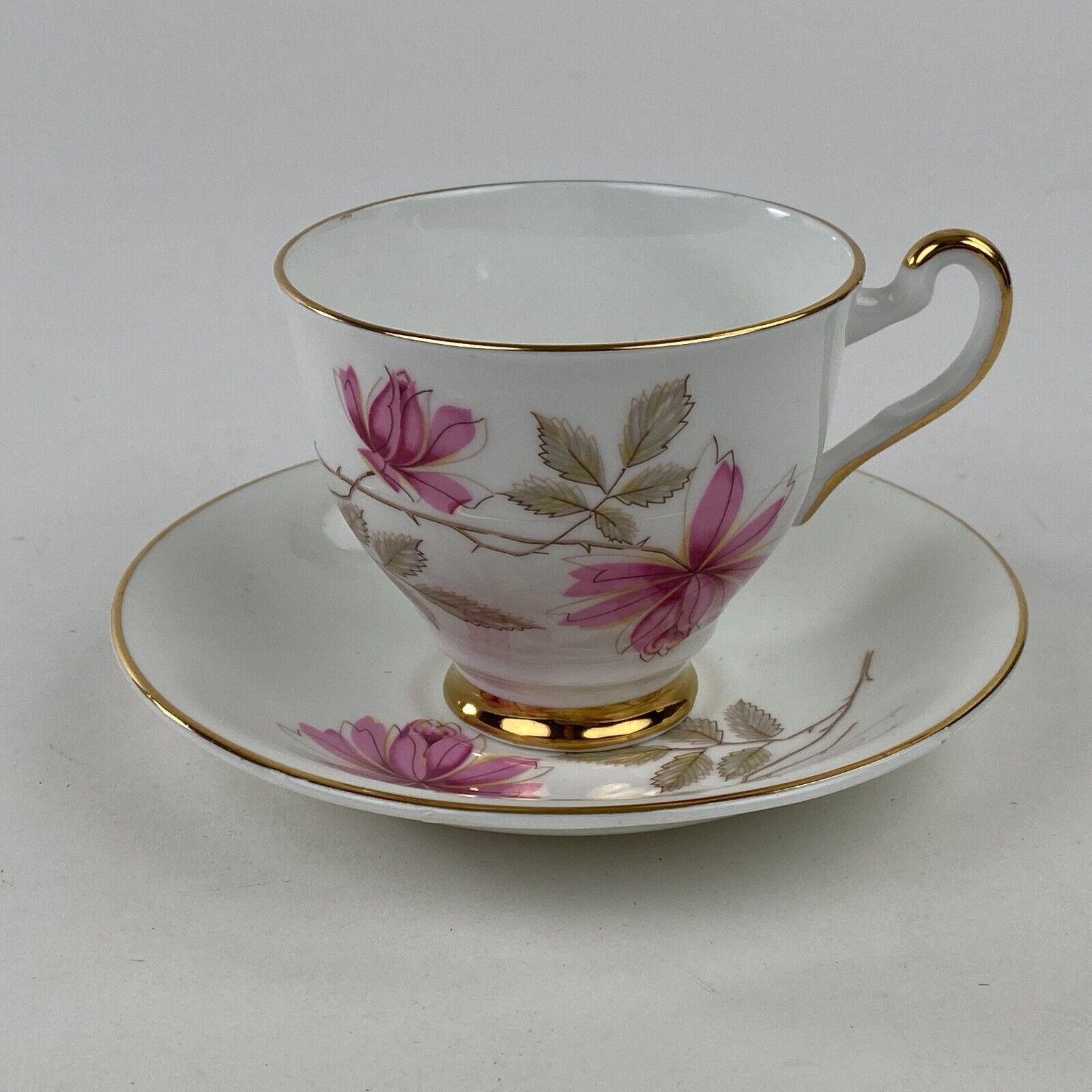 Vintage Royal Taunton Tea Cup and Saucer Pink Floral Bone China Made in England