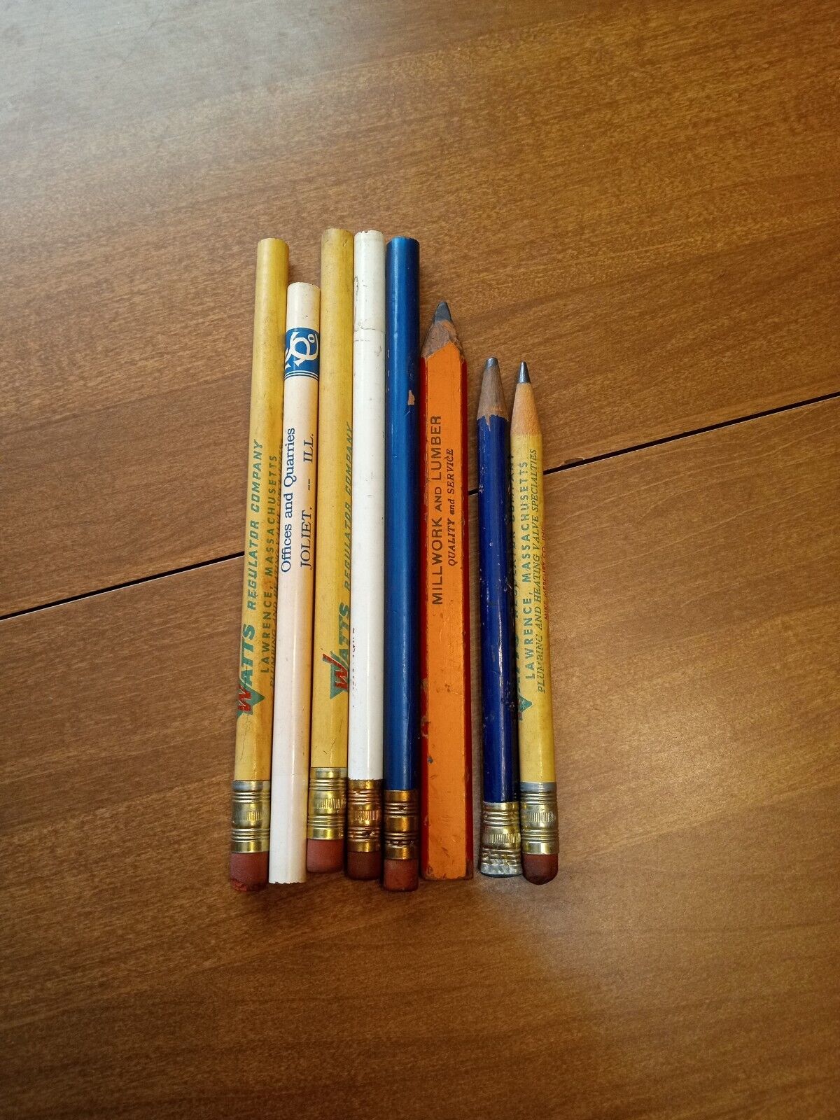Vintage Large Size Novelty Pencils Lot Of 8 Sharpened And Unsharpened Very Rare