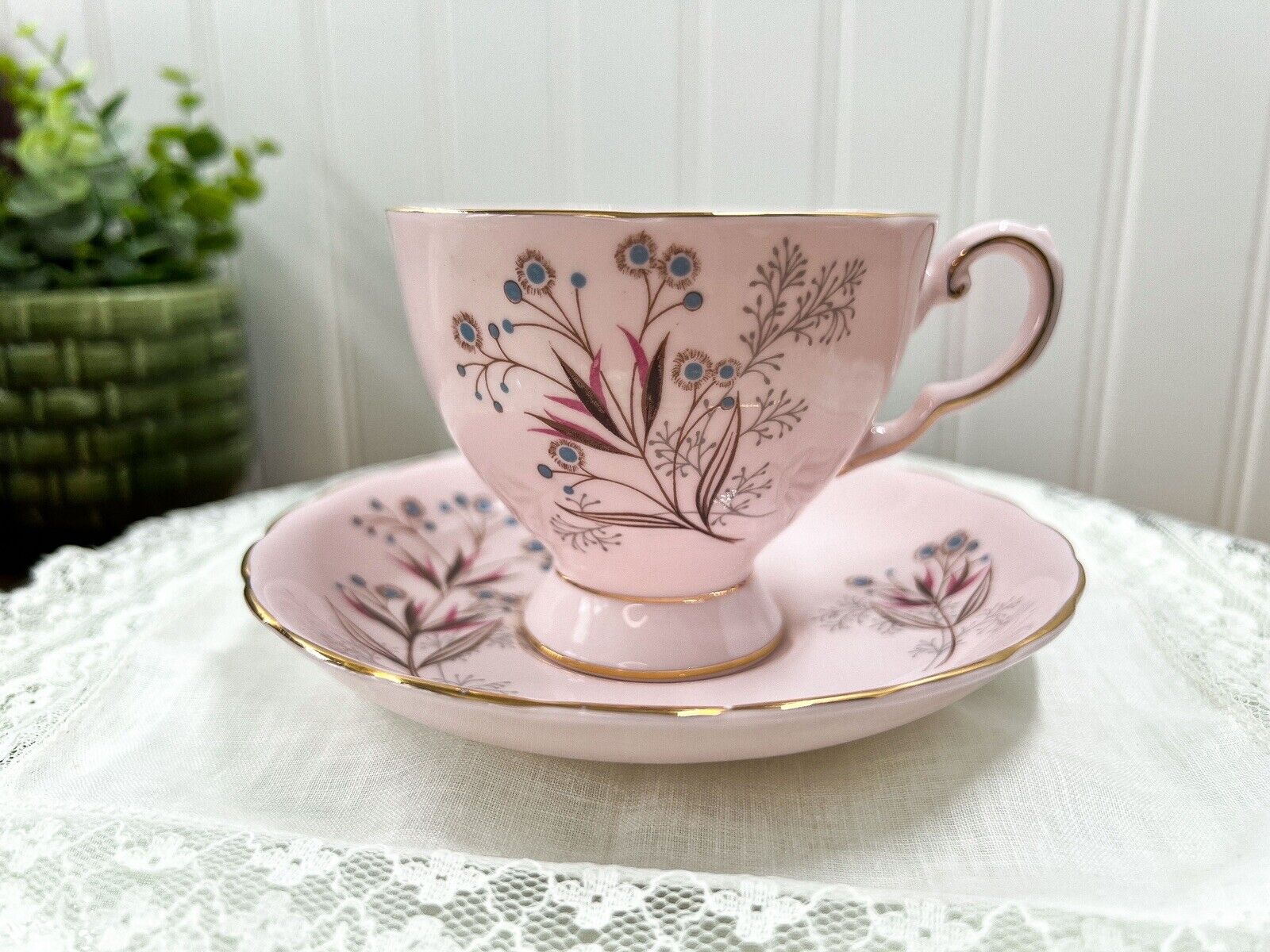 Vintage Tuscan English Bone China Pink Teacup Set - Seafern