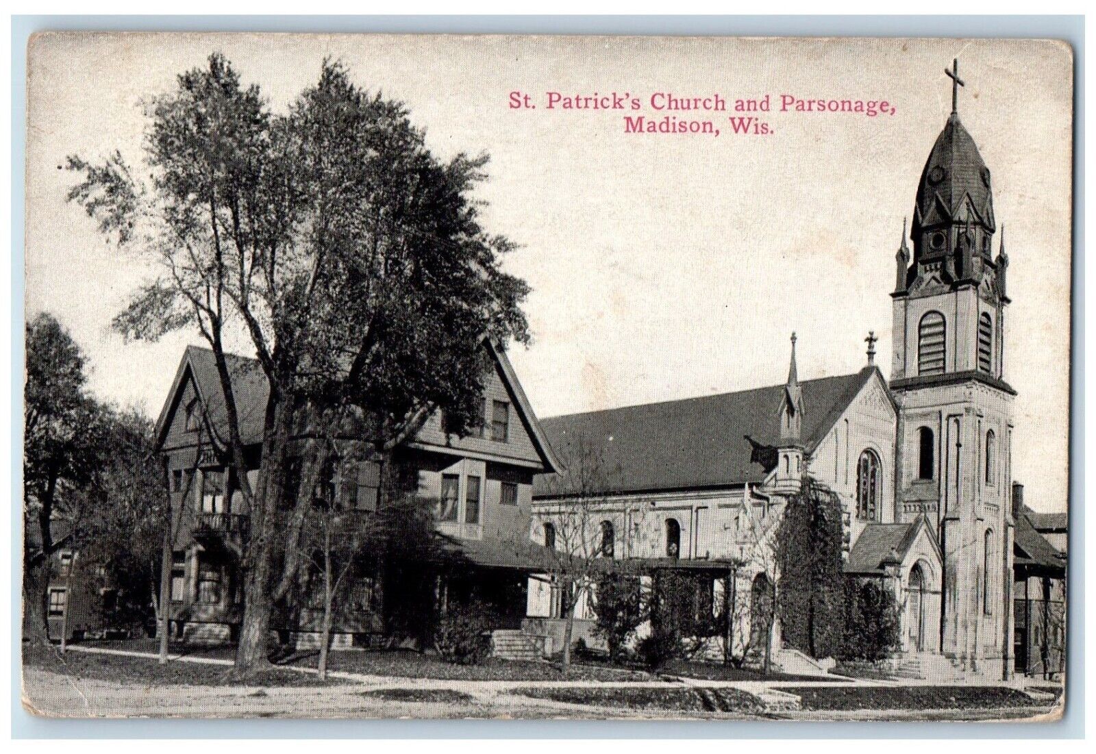 1919 St Patrick Church Parsonage Building Madison Wisconsin WI Vintage Postcard