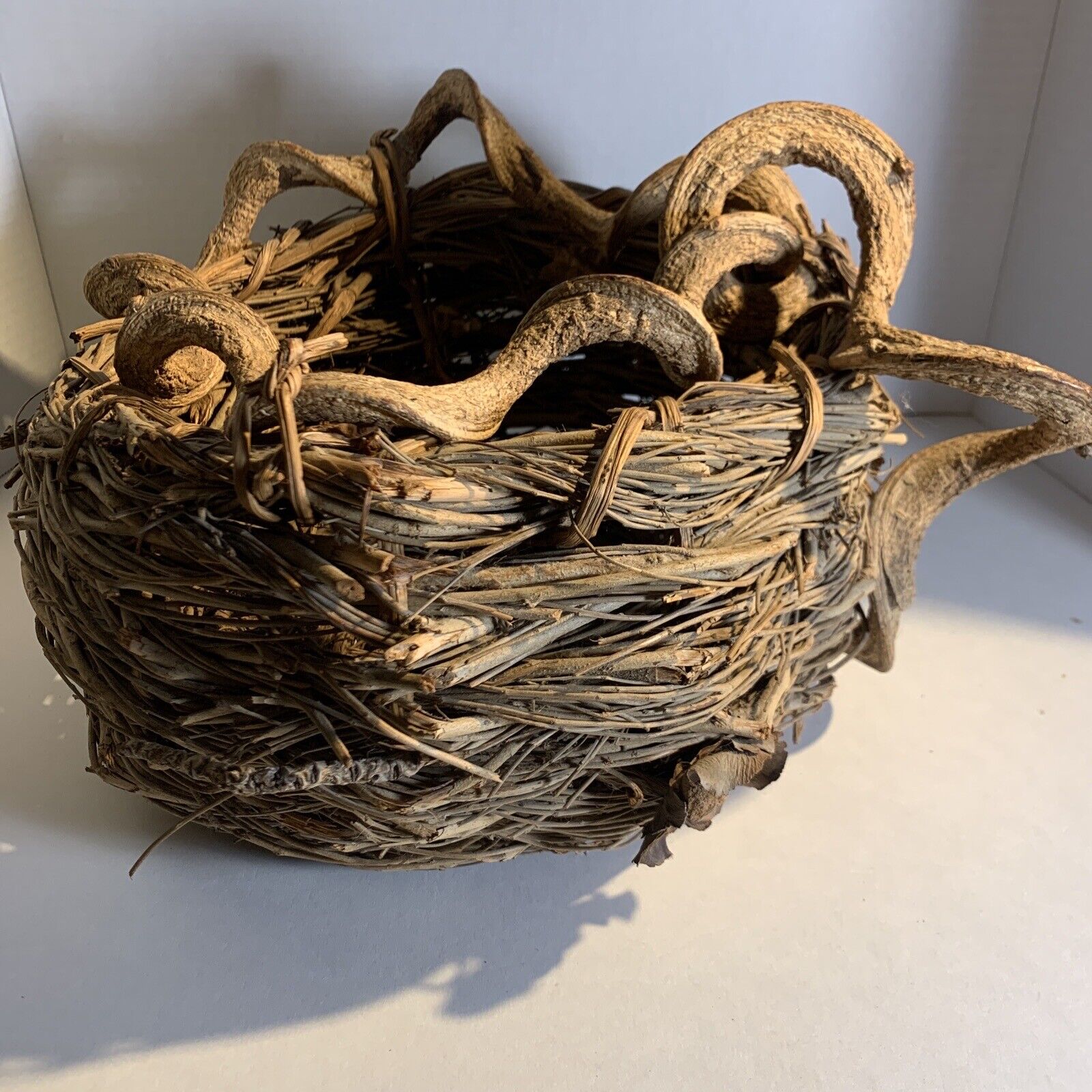Vintage Artisan Sculptural Grapevine Basket~Spectacular Basket Art~Winding Vines