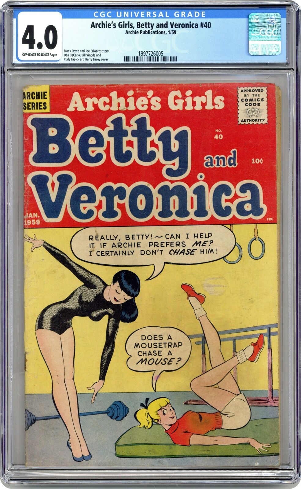 Archie's Girls Betty and Veronica #40 CGC 4.0 1959 1997726005