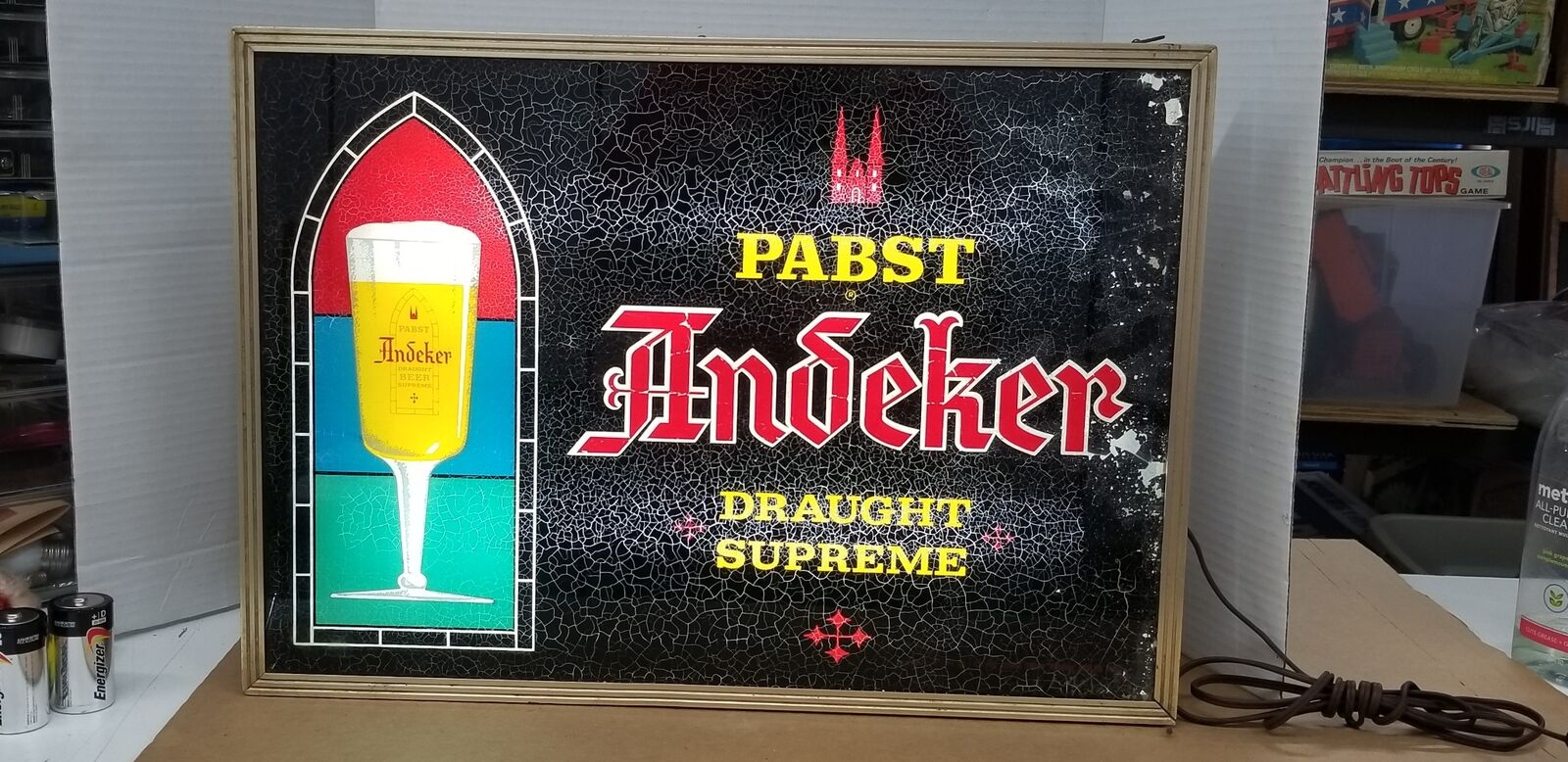 Vintage 1950s Pabst Andeker Lighted ROG Light Box Sign Tavern Bar Shelf P3