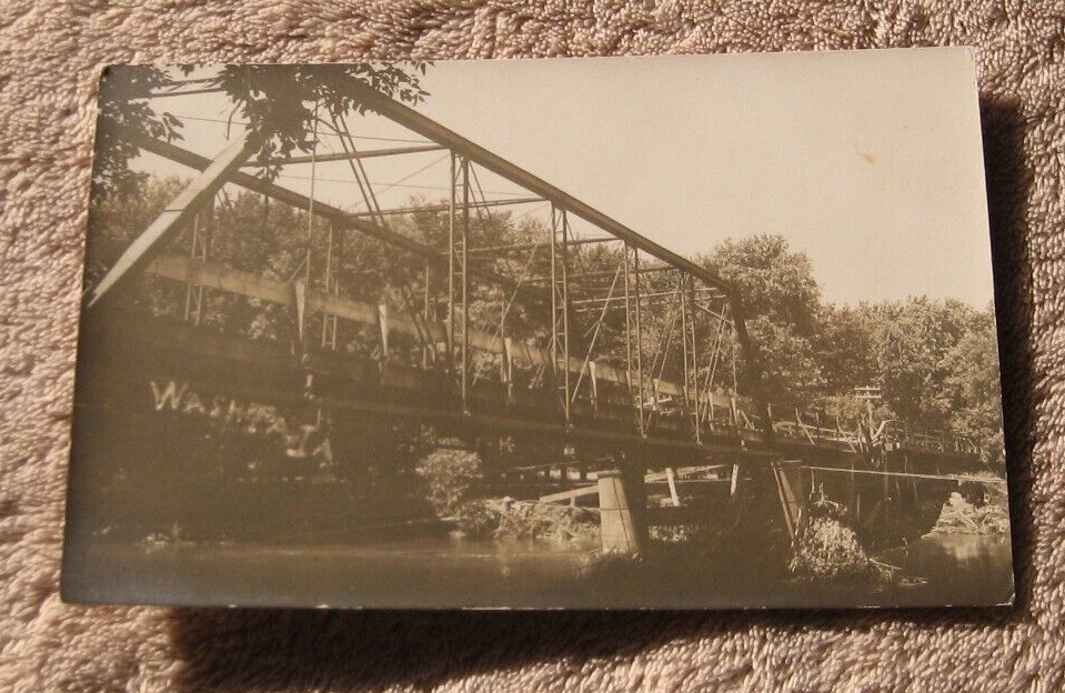 Washta Iowa IA c 1910 RPPC Bridge Real Photo Postcard & 1909 View