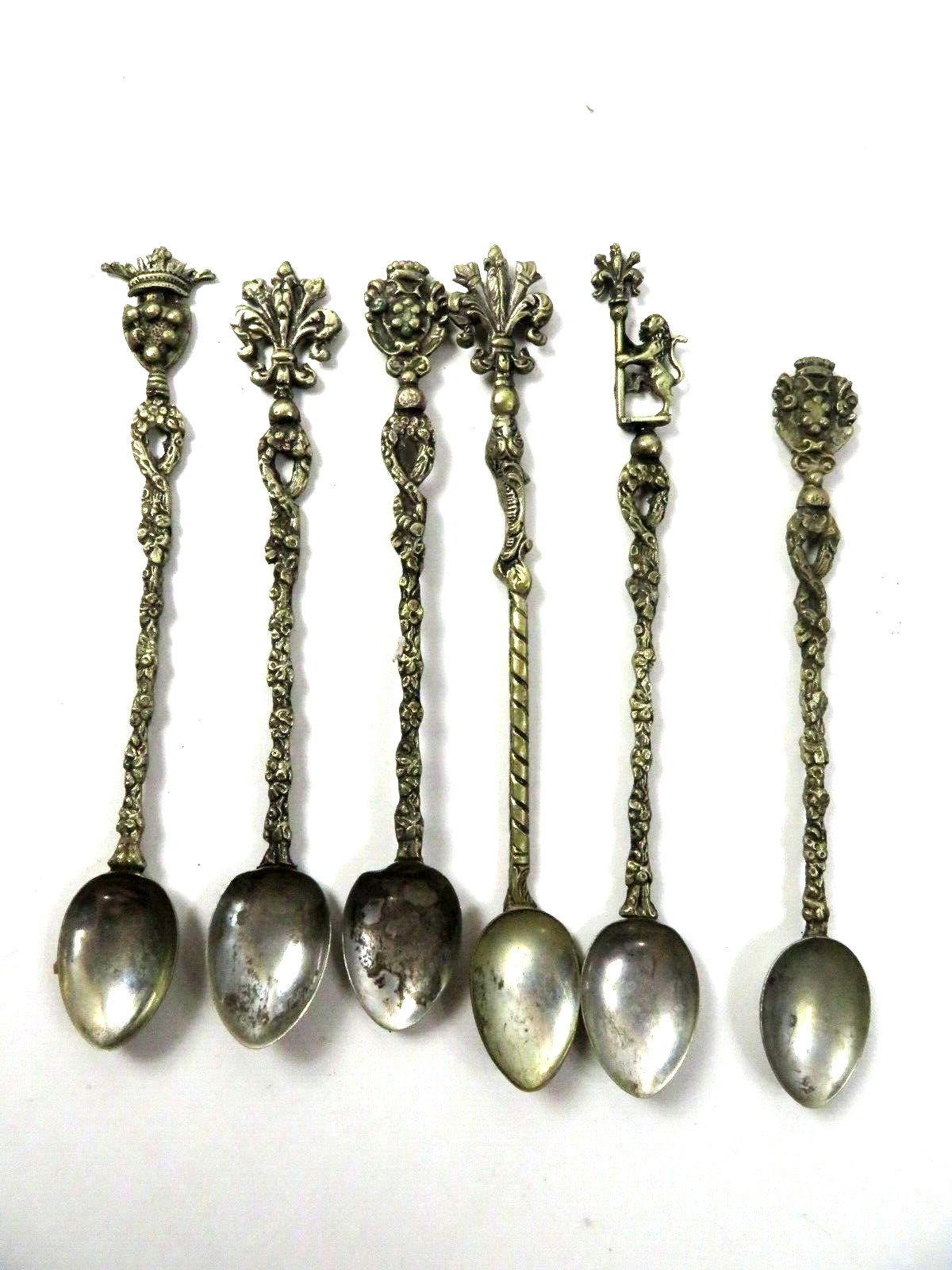 Vintage Italian Silver Plated Demitasse Souvenir Ornate Spoons Stamped Italy 7\