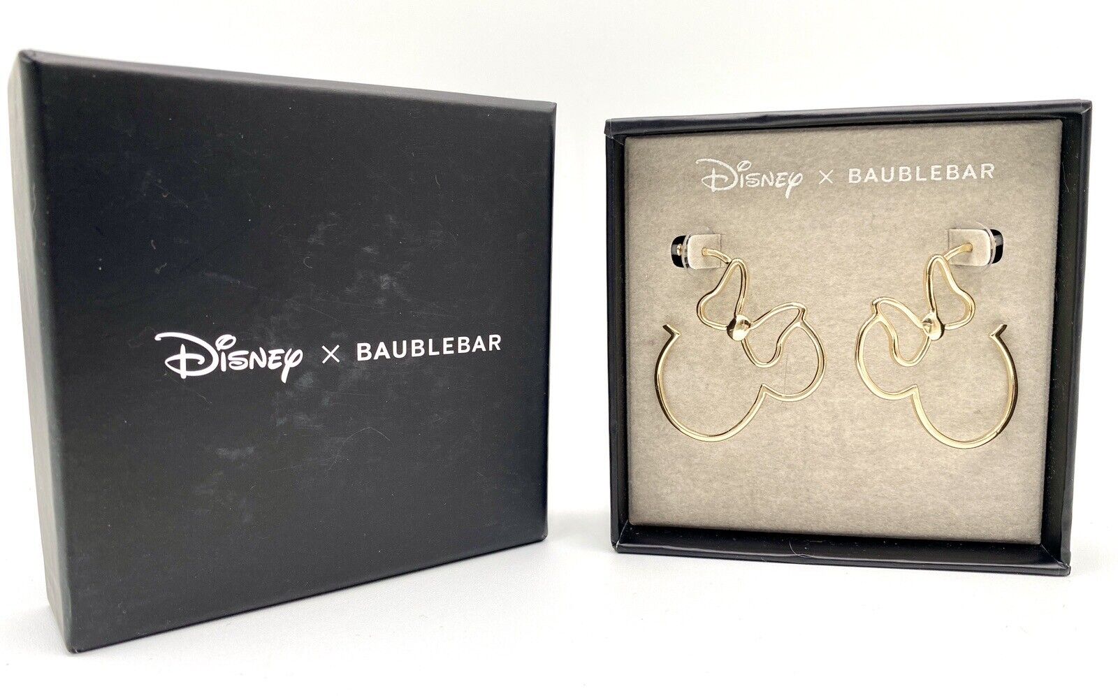 New Disney x Baublebar Minnie Mouse Gold Tone Outline Earrings Simple & Elegant