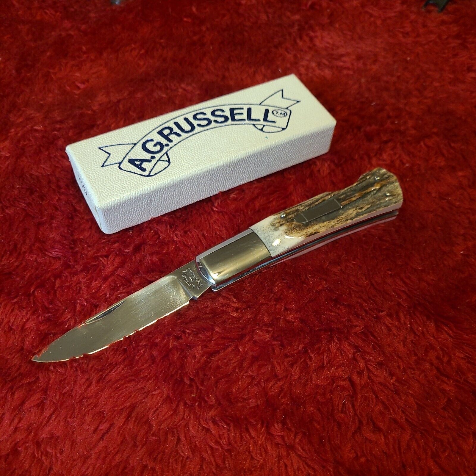 Vtg Russell Bullet Knife A+ Stag Bone Japan 110 case Barlow jack folding hunter