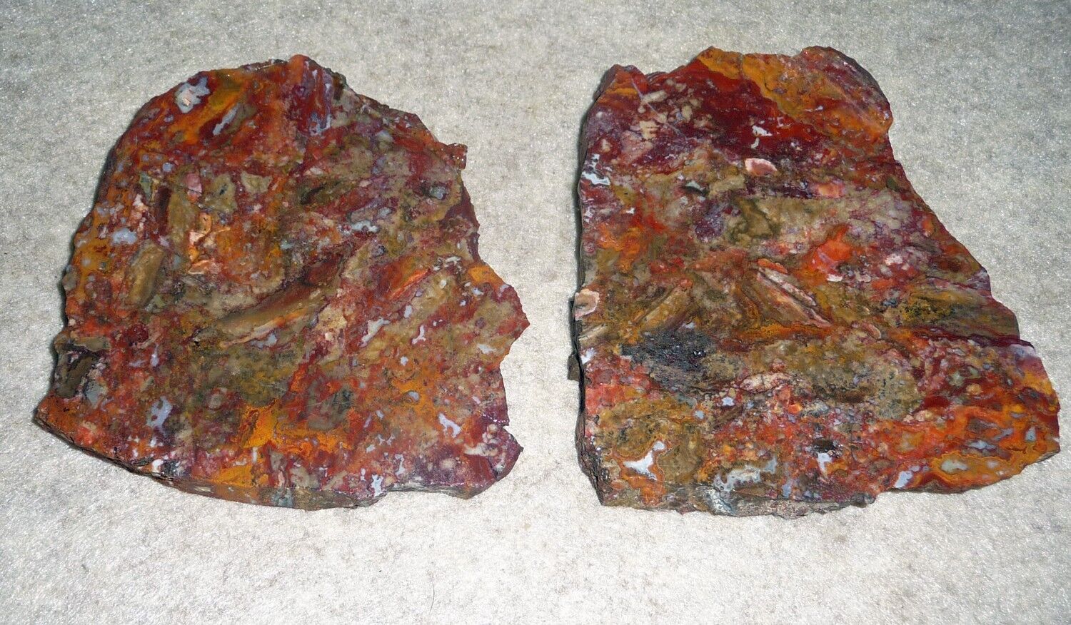 2 small Multi Colored Jasper rock slabs - reds, yelllow, orange