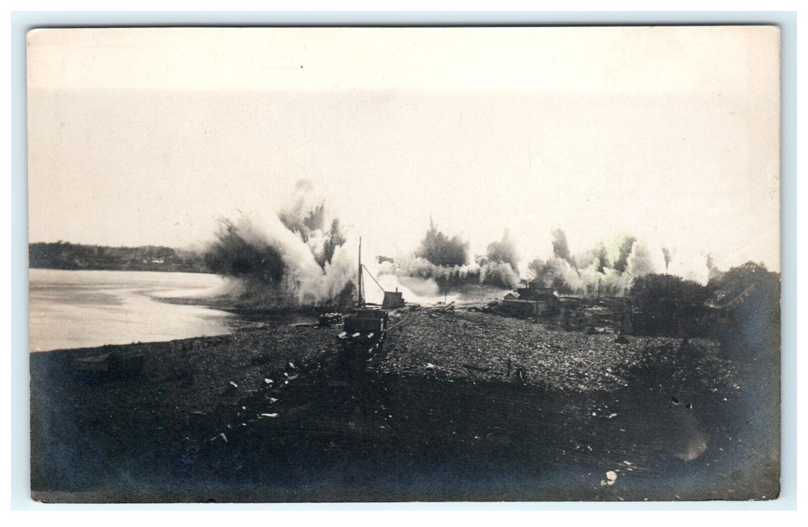 Large Explosion In Water Early RPPC Real Photo Postcard
