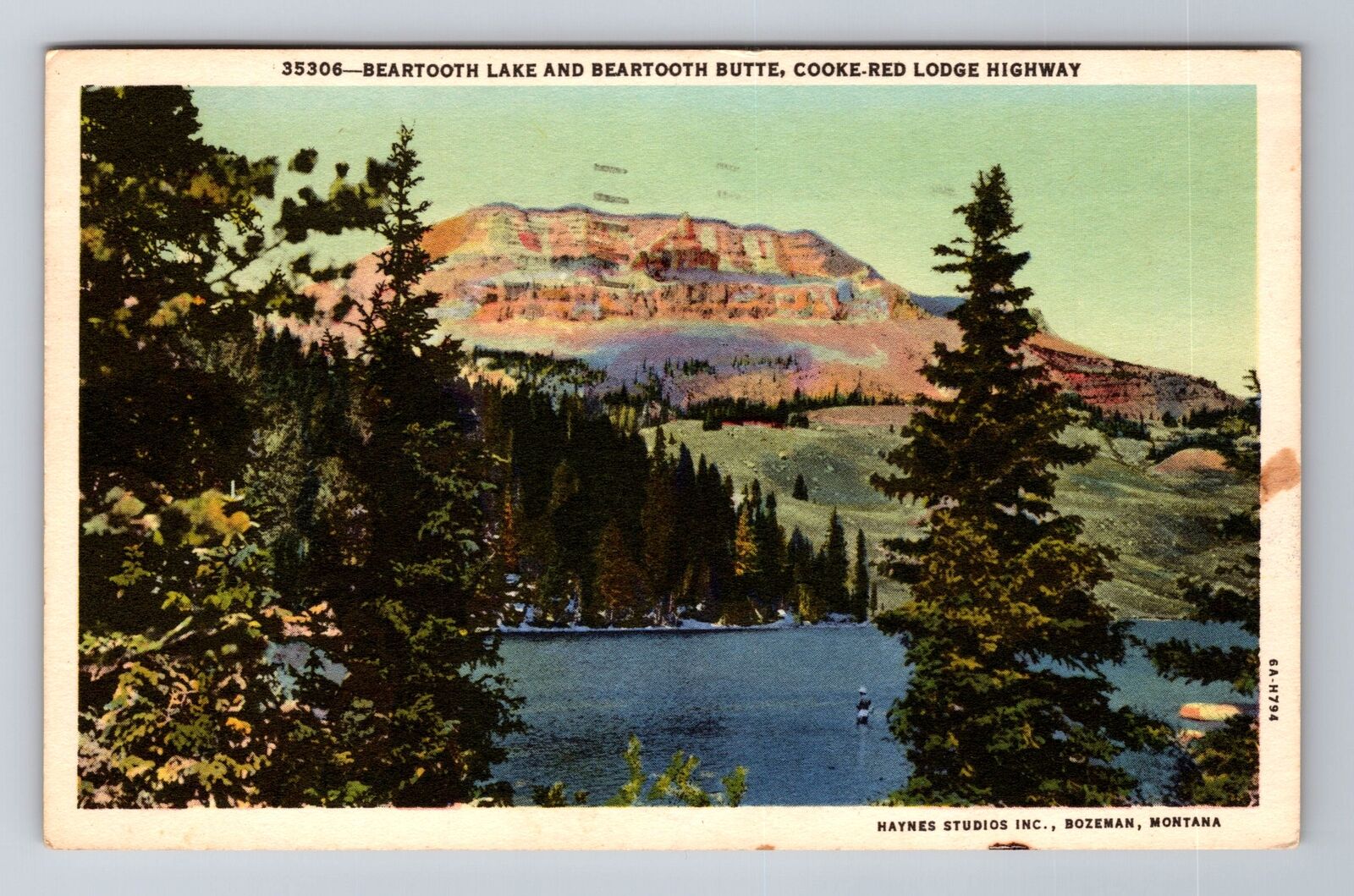 Beartooth Lake MT-Montana, Beartooth Butte, Scenic View Vintage c1963 Postcard