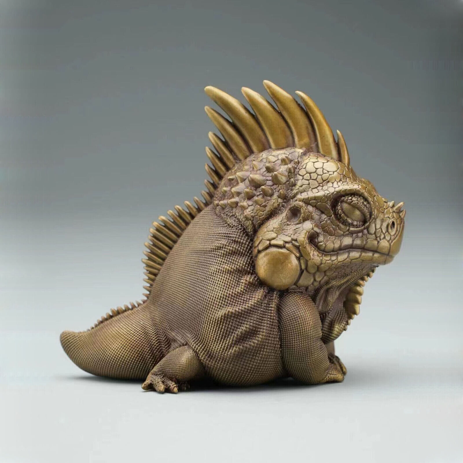 Fine Casting Bronze Iguana Figurine Crafts Decor,[Green Iguana] Collectible