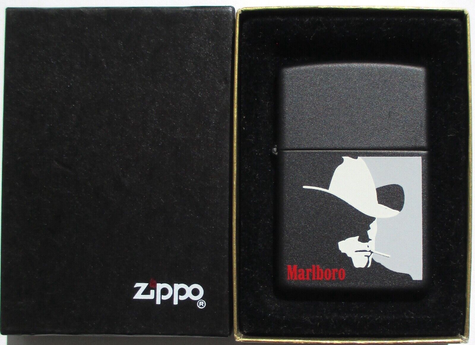 *NEW* Marlboro Man Zippo Lighter Matte Black w/box (1992) (Free Shipping)