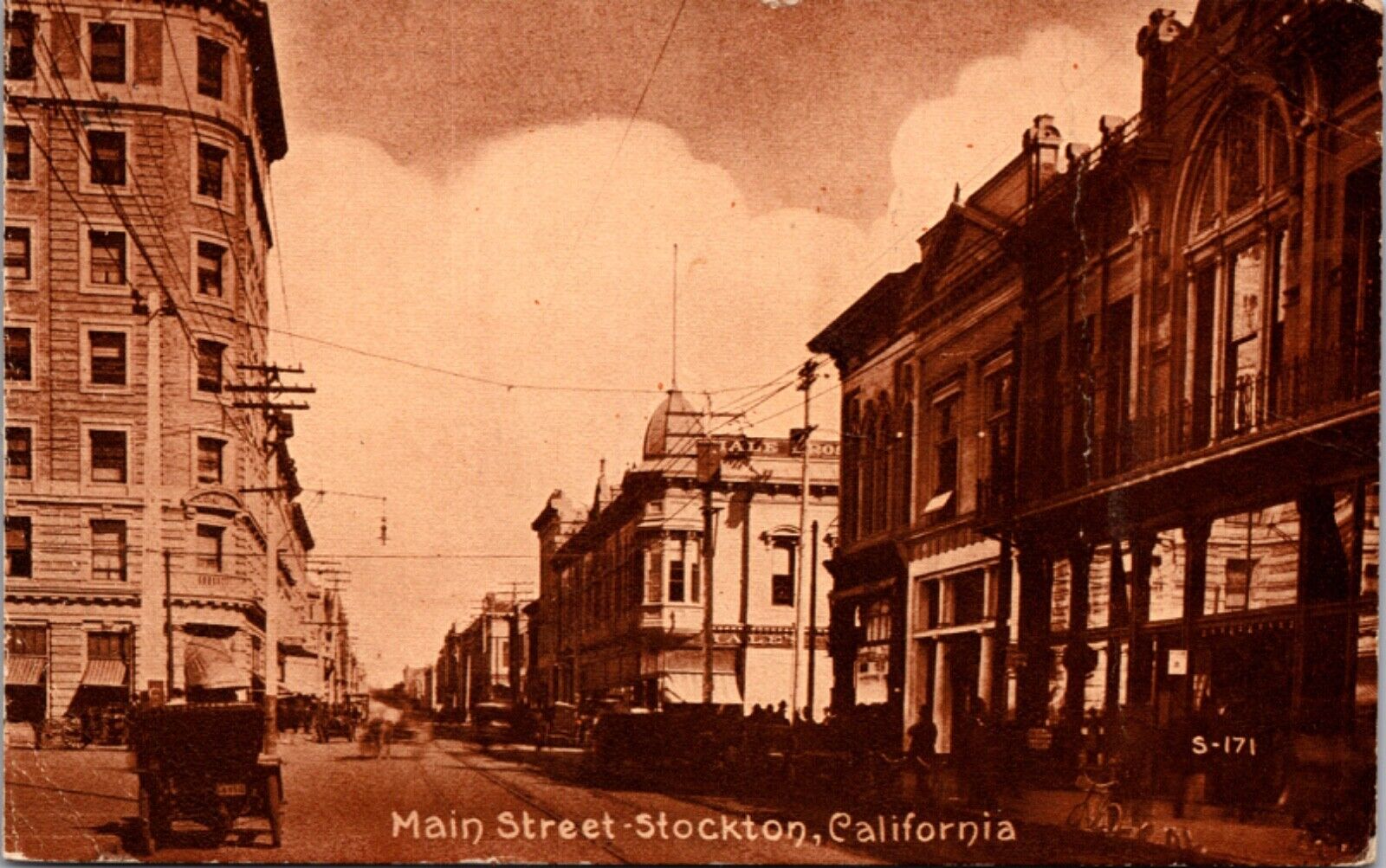 Postcard Main Street in Stockton, California