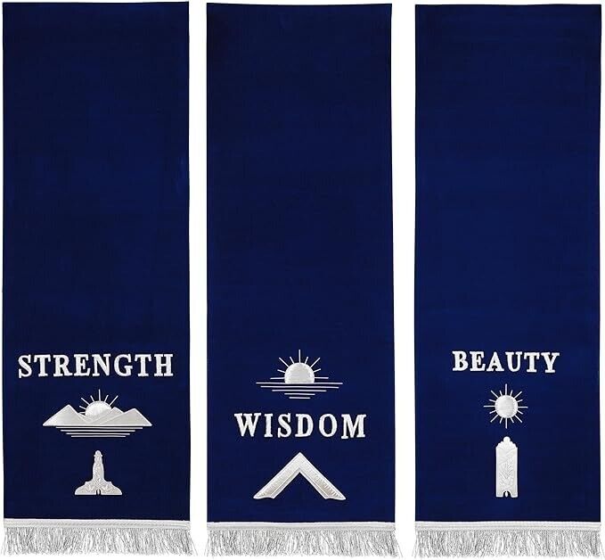 Masonic Blue Lodge Pedestal Covers Silver - Set of 3 Handmade Navy Blue Velvet