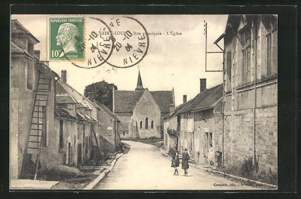 CPA Saint-Loup, Main Street, the Church 1924 