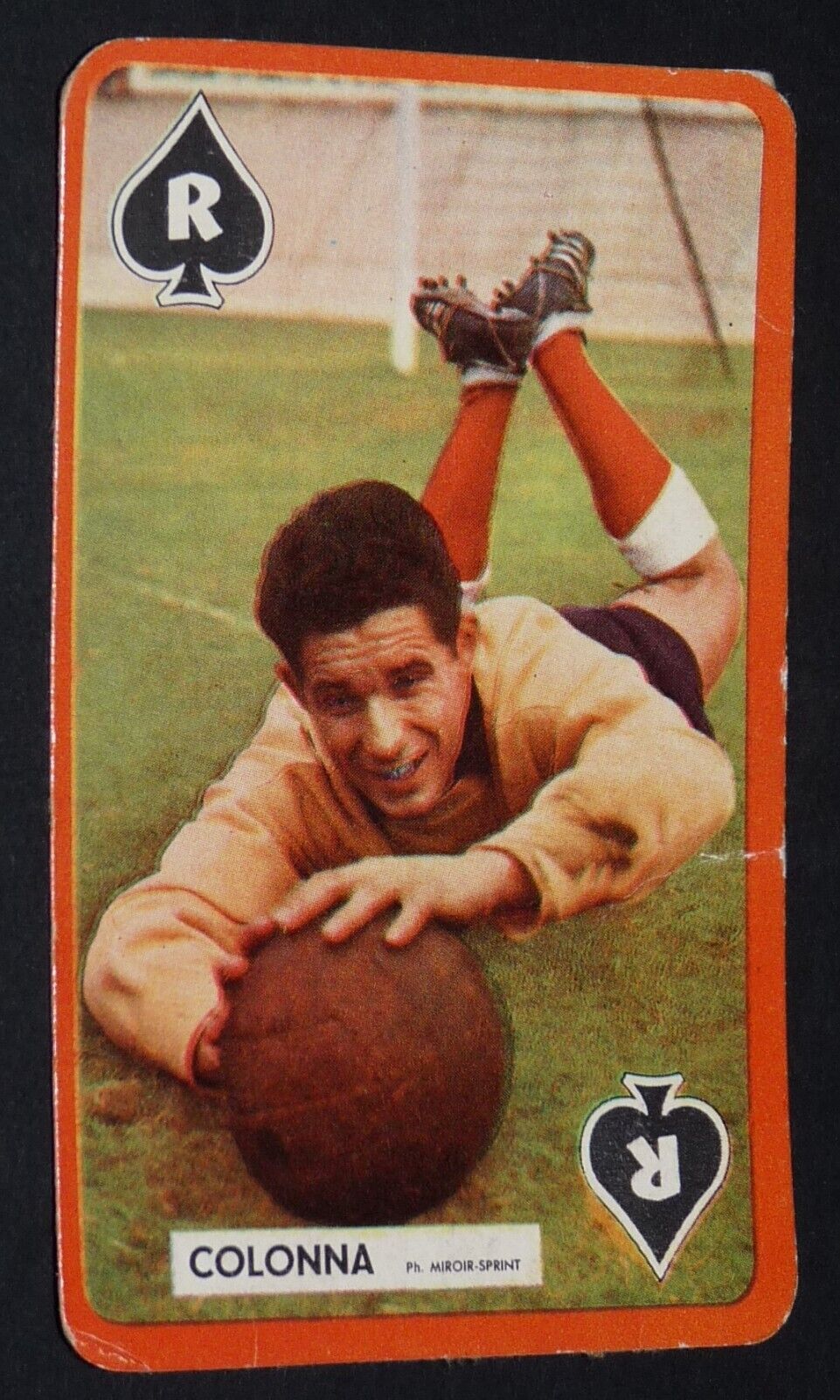 FOOTBALL PHOTO CARD 1959-1960 DOMINIQUE COLUMN STADIUM REIMS FRANCE CHAMPAGNE