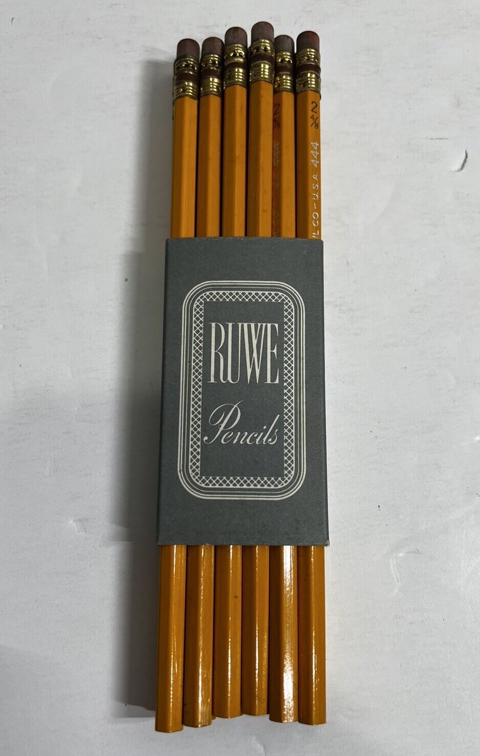 12 Vintage Ruwe 444 Bonded Lead Quiz 2-4/8 Pencils NOS