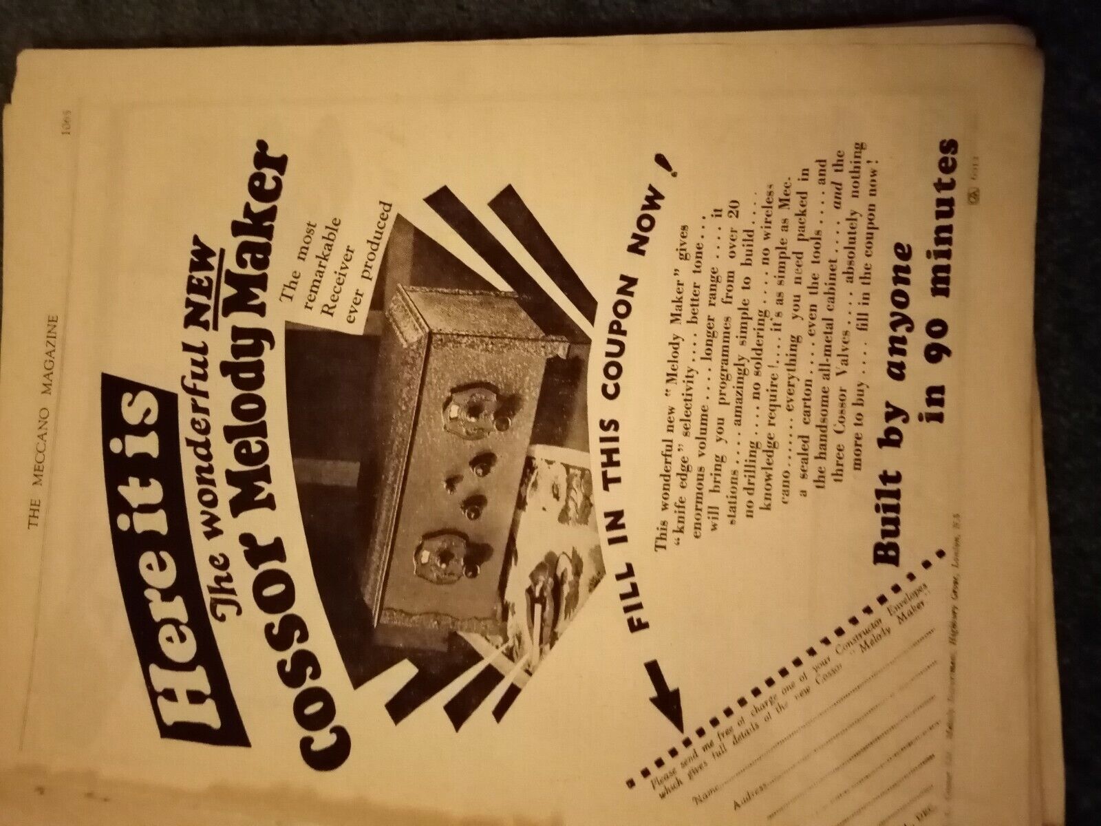 Sa37 Ephemera 1920s advert cossor melody maker receiver 