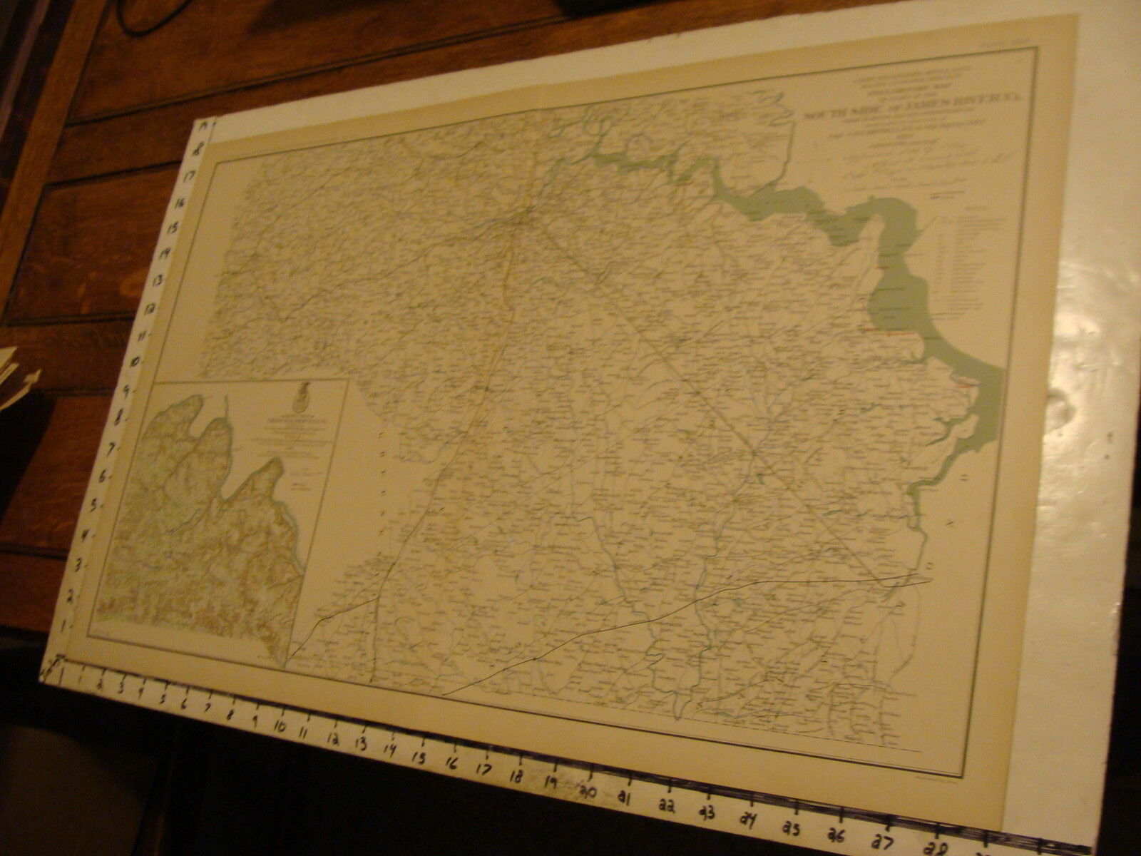 1890\'s Vintage CIVIL WAR MAP: preliminary map of SOUTH SIDE OF JAMES RIVER VA.