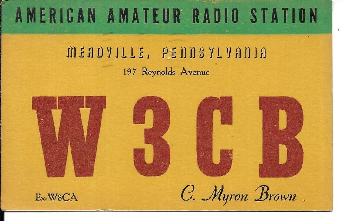 QSL 1948 Meadville PA Radio Card
