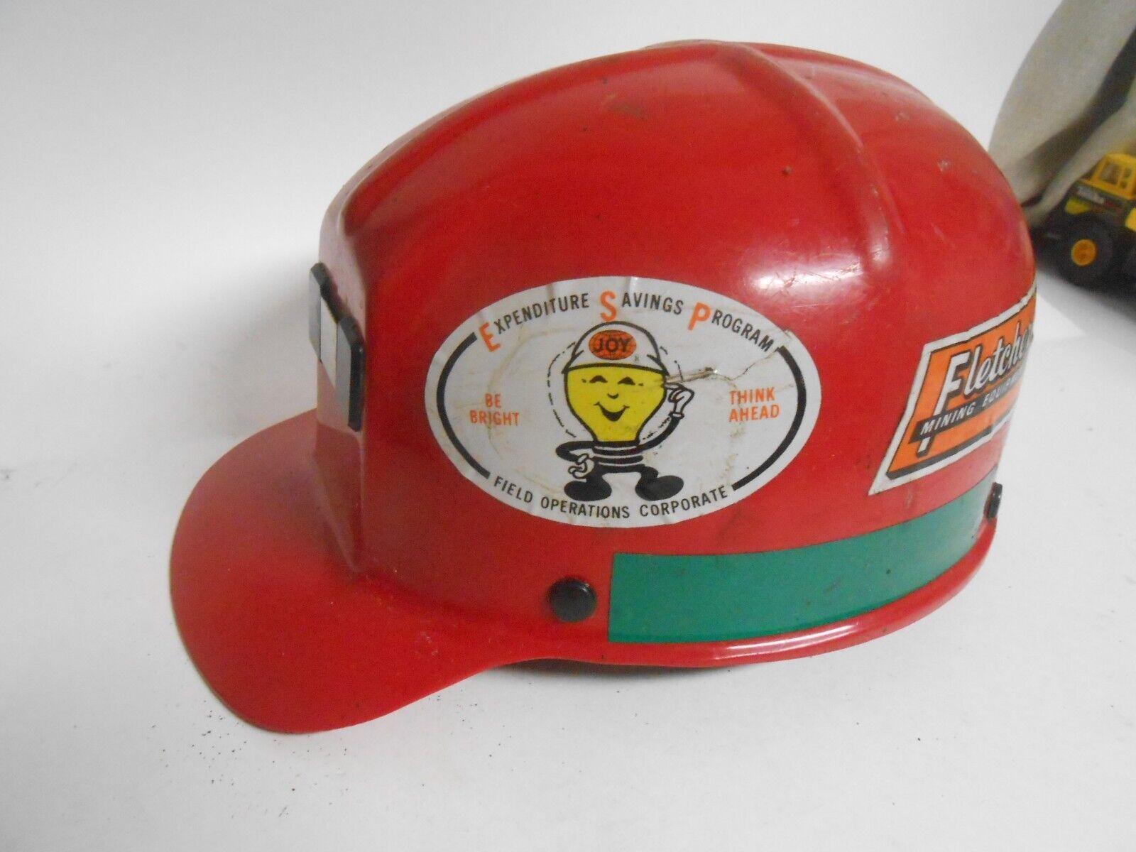 Coal Miner's Red MSA Comfo-Cap w Liner & Stickers Hard Hat