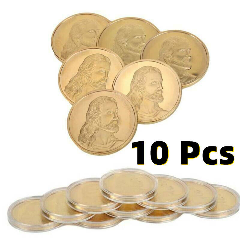 10pcs Jesus Christ & the Last Supper Gold Plated Coins Great Religious Keepsakes