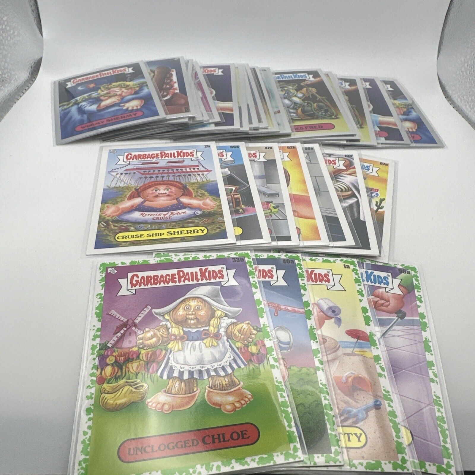 Lot of 31 : Topps Garbage Pail Kids Sticker Cards Green & White Cards Near Mint