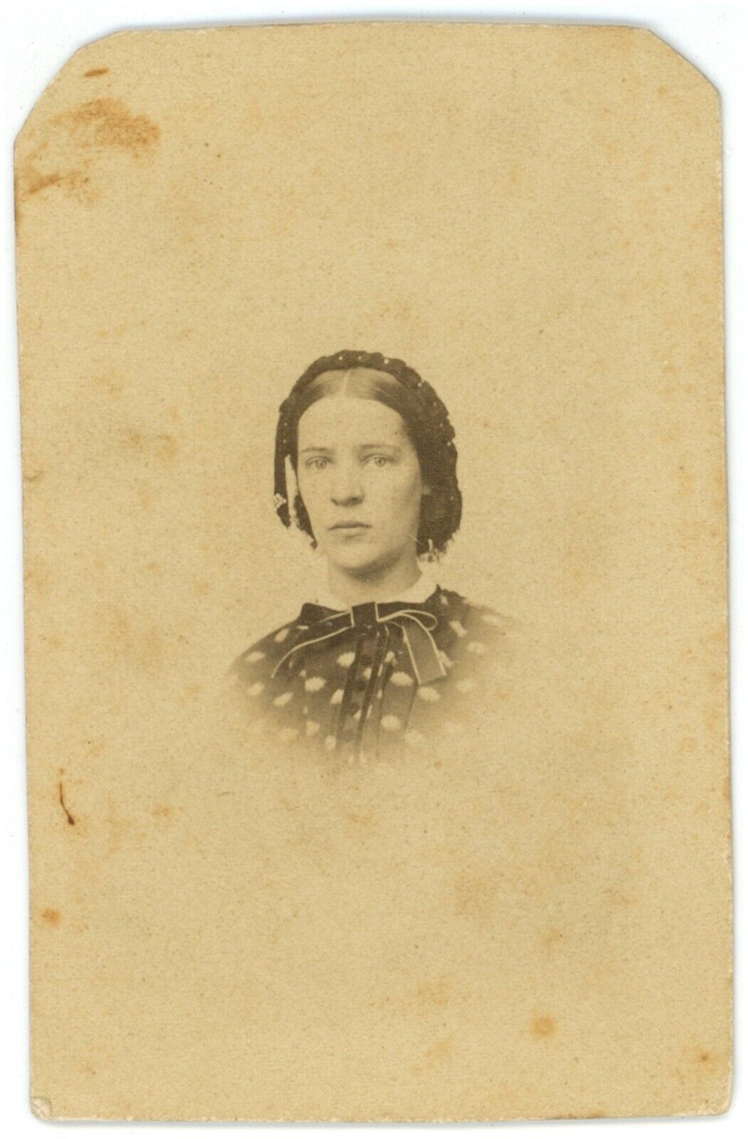 CIRCA 1880\'S Named CDV  Beautiful Young Woman Braids E Woodward West Chester PA
