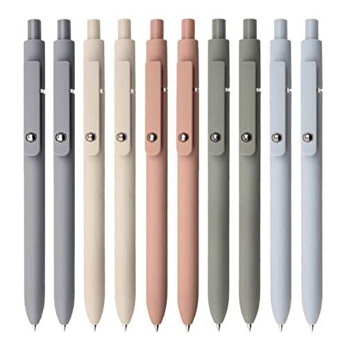 UIXJODO Gel Pens, 10Pcs 0.5mm Black Ink Pens Fine Point Smooth 10 Pcs Morandi