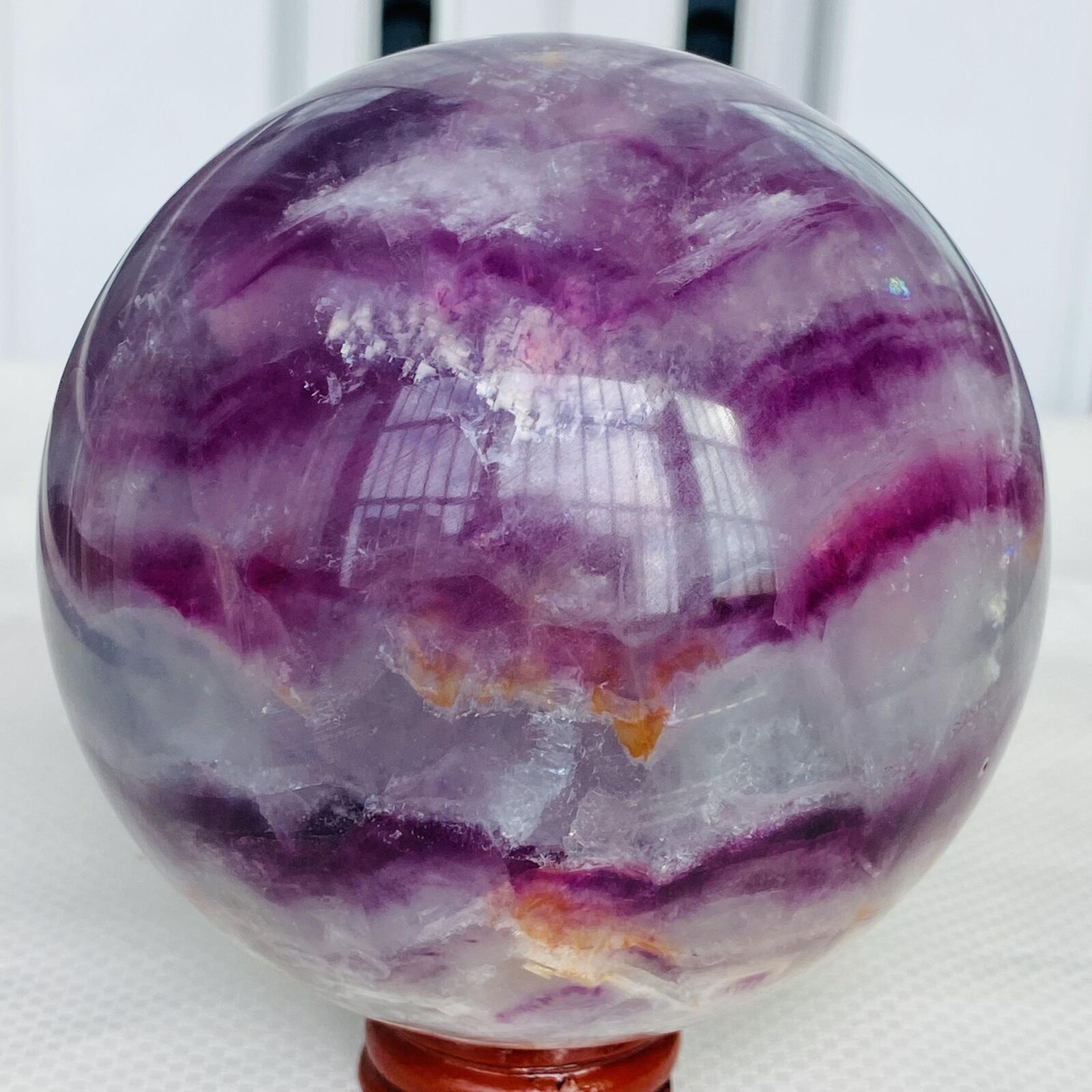 1700G Natural Fluorite ball Colorful Quartz Crystal Gemstone Healing