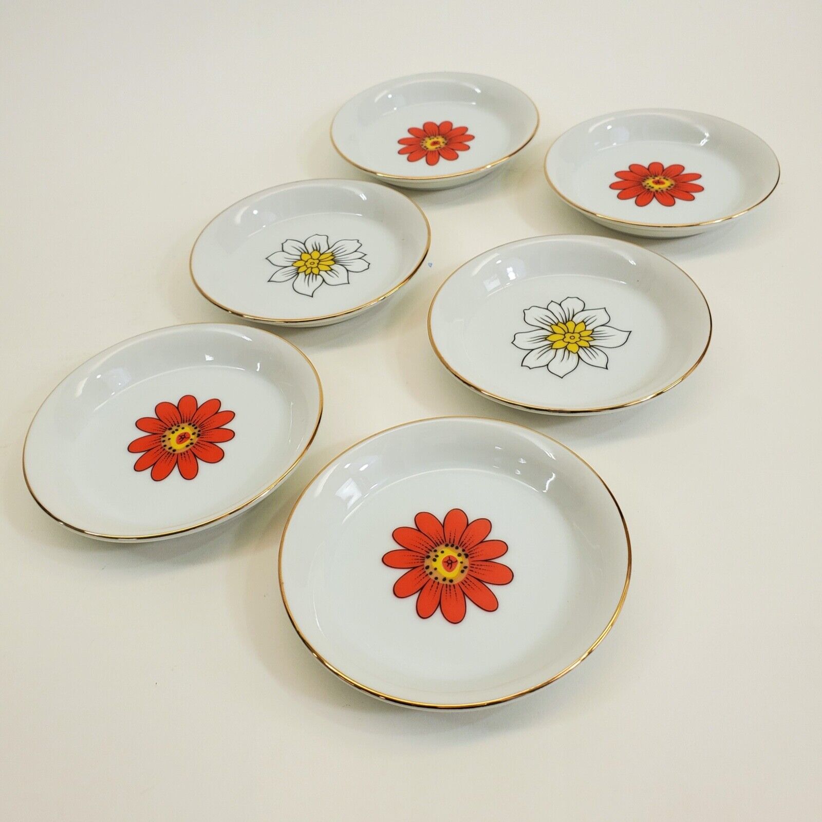 Set of 6 Creative Japan Fine China Gold Rimmed Mini Floral Saucers 4\