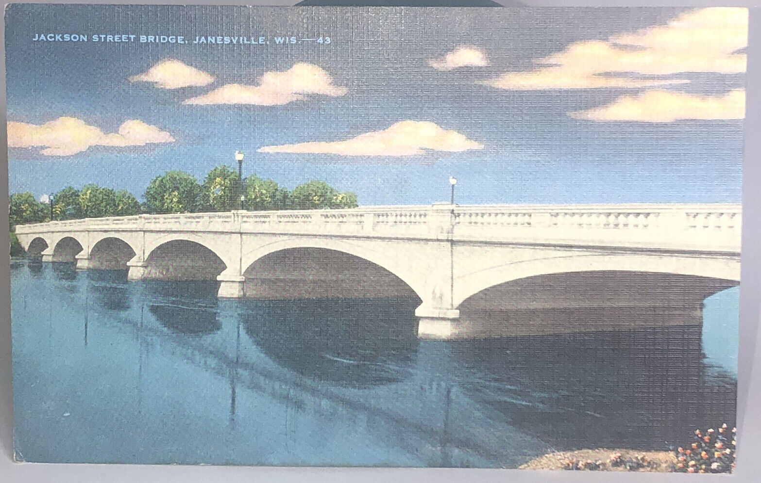 Postcard  Janesville WI Wisconsin Jackson Street Bridge 43 Linen Unposted