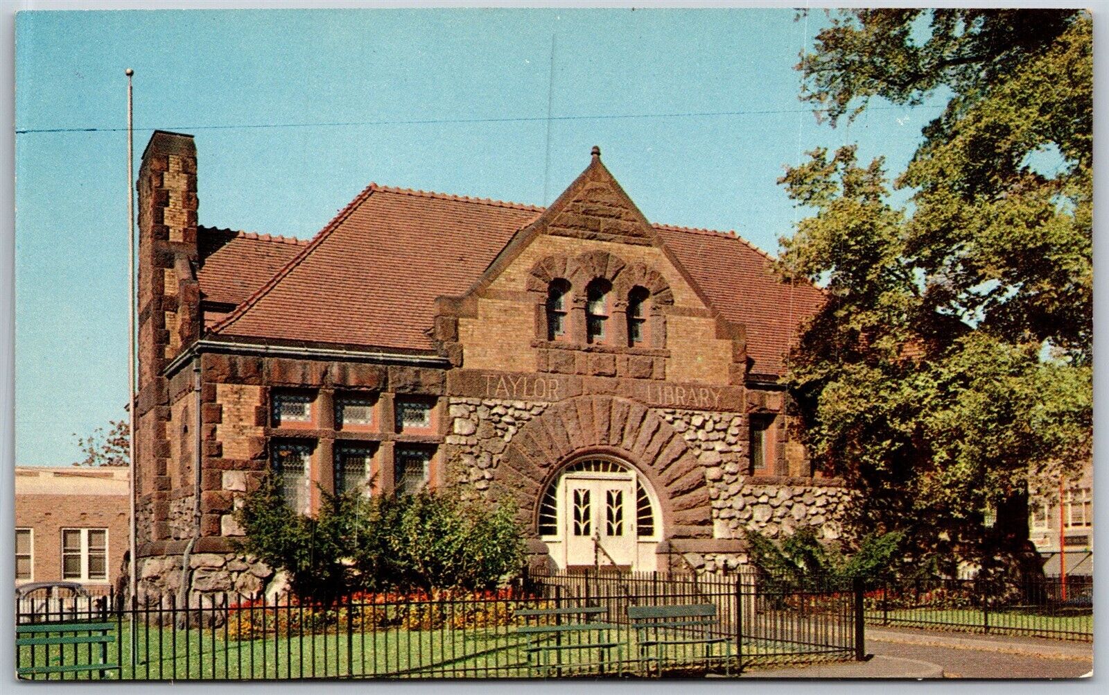 Vtg Milford Connecticut CT Taylor Library 1950s View Old Chrome Card Postcard
